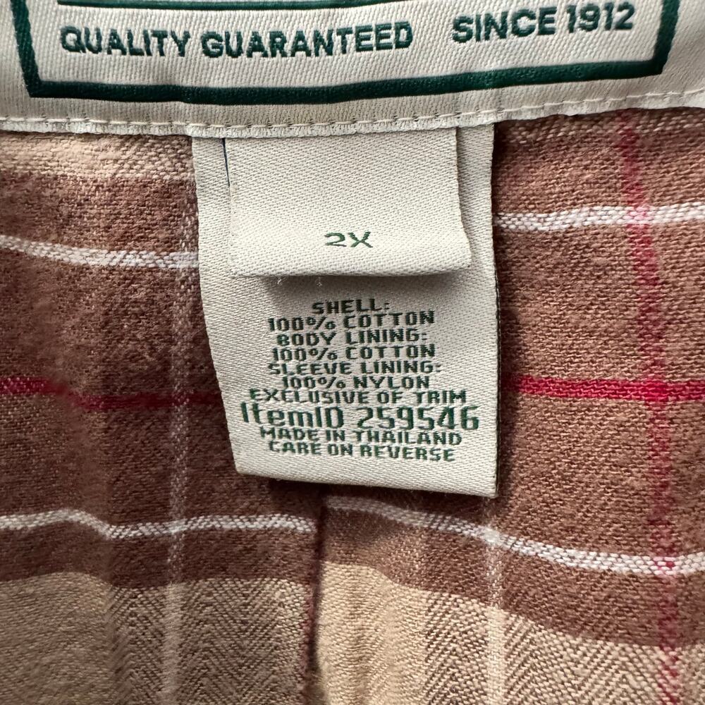 LL Bean Barn Coat Chore Jacket Flannel Lined Green Womens 2X - Picture 8 of 8